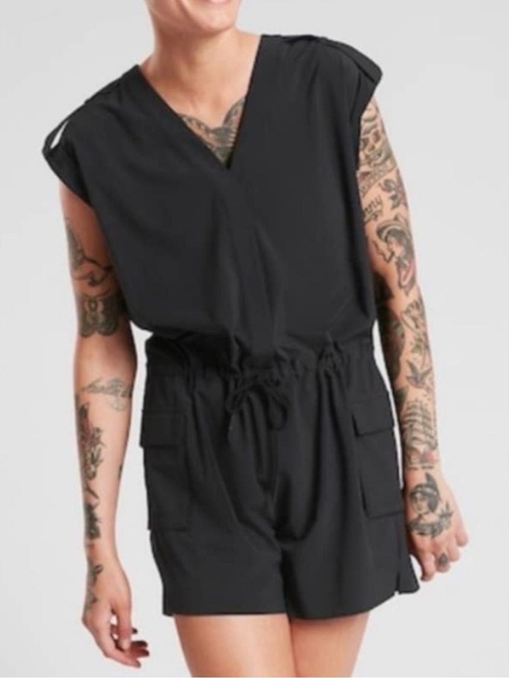 Athleta SUTTON Black Lightweight Romper Size 4